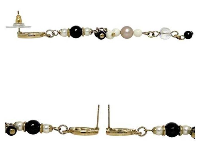 Chanel Swing Ohrringe Schwarz Weiß Mehrfarben Golden - Ansicht 4