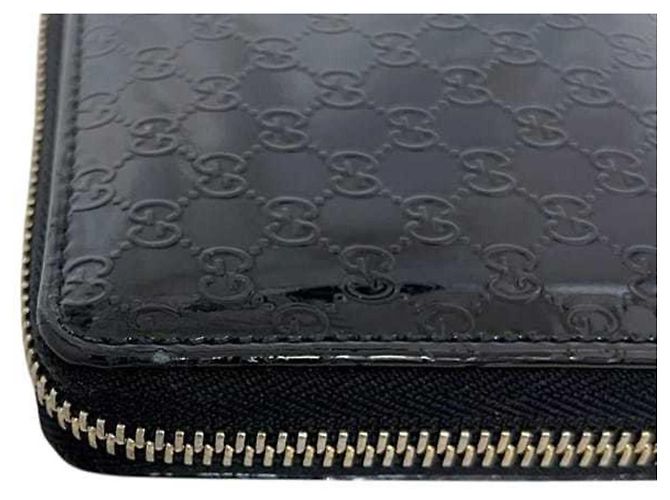 Carteira longa redonda Gucci em couro patente preto - vista 7