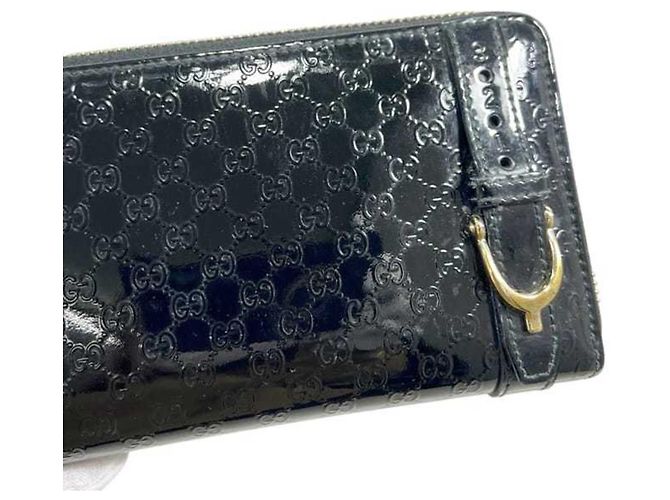 Carteira longa redonda Gucci em couro patente preto - vista 9