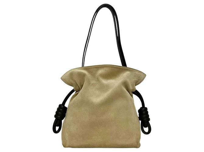 Borsa a Spalla Flamenco Knot di Loewe Beige Marrone scuro - vista 2