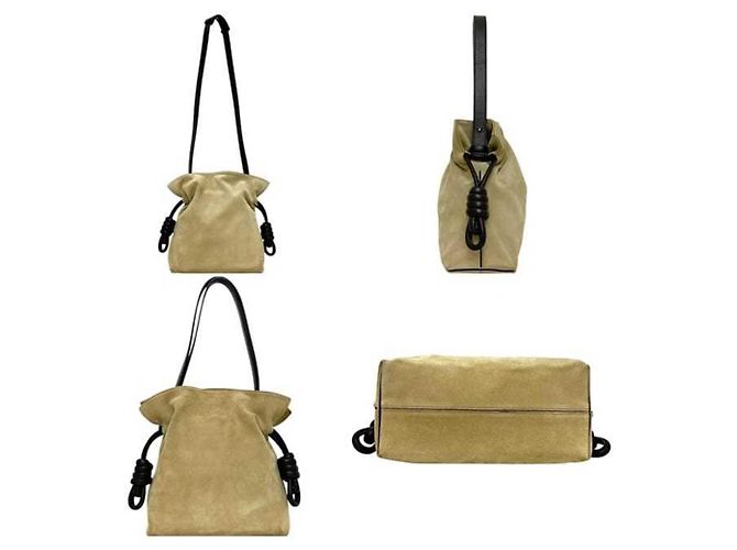 Borsa a Spalla Flamenco Knot di Loewe Beige Marrone scuro - vista 3