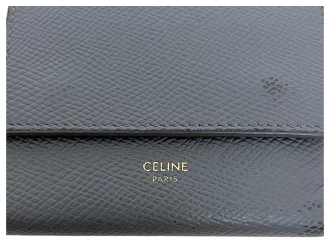 Céline Celine graue Leder Dreifachbörse Braun - Ansicht 11