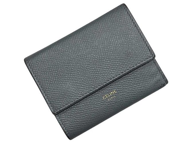 Céline Celine graue Leder Dreifachbörse Braun - Ansicht 2