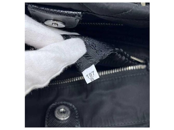 Borsa Tote Prada Chain in Nylon Nero - vista 7