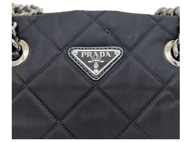 Borsa Tote Prada Chain in Nylon Nero - vista 8