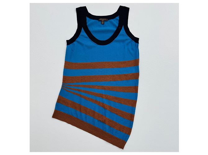 Top sin mangas Louis Vuitton de algodón azul y marrón Castaño Negro - vista 2