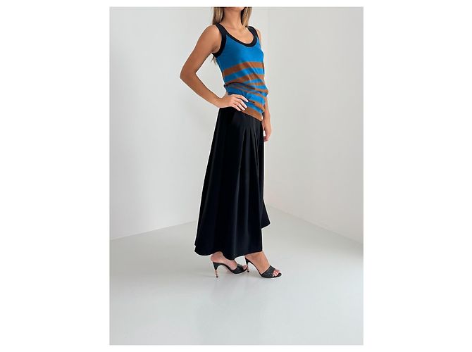 Top sin mangas Louis Vuitton de algodón azul y marrón Castaño Negro - vista 4