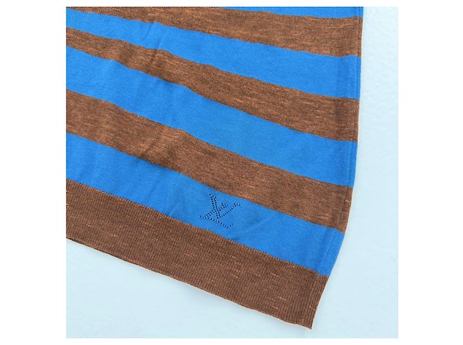 Top sin mangas Louis Vuitton de algodón azul y marrón Castaño Negro - vista 7