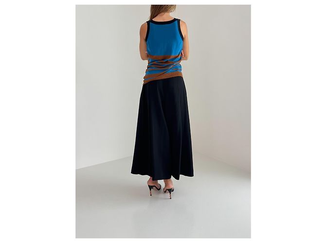 Top sin mangas Louis Vuitton de algodón azul y marrón Castaño Negro - vista 9