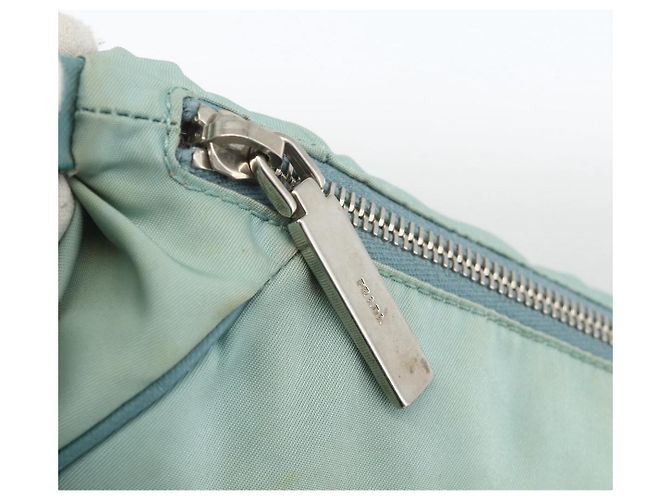 PRADA Borsa a Spalla Nylon Pelle Azzurro Chiaro Argento Auth BAZ537 Blu chiaro - vista 10
