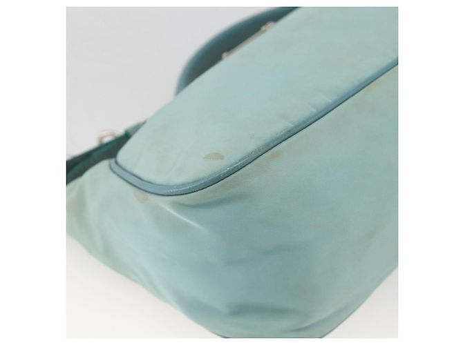 PRADA Borsa a Spalla Nylon Pelle Azzurro Chiaro Argento Auth BAZ537 Blu chiaro - vista 14