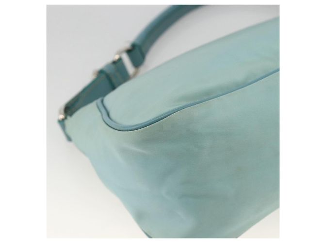 PRADA Borsa a Spalla Nylon Pelle Azzurro Chiaro Argento Auth BAZ537 Blu chiaro - vista 16