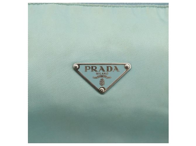 PRADA Borsa a Spalla Nylon Pelle Azzurro Chiaro Argento Auth BAZ537 Blu chiaro - vista 17