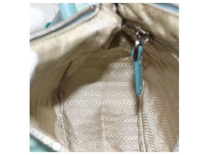 PRADA Borsa a Spalla Nylon Pelle Azzurro Chiaro Argento Auth BAZ537 Blu chiaro - vista 20