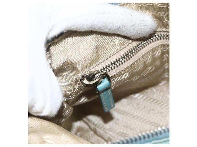 PRADA Borsa a Spalla Nylon Pelle Azzurro Chiaro Argento Auth BAZ537 Blu chiaro - vista 21
