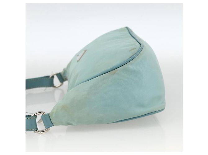 PRADA Borsa a Spalla Nylon Pelle Azzurro Chiaro Argento Auth BAZ537 Blu chiaro - vista 3