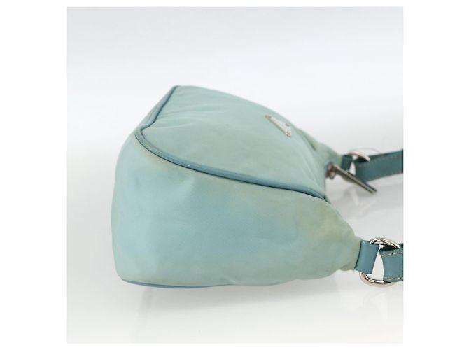 PRADA Borsa a Spalla Nylon Pelle Azzurro Chiaro Argento Auth BAZ537 Blu chiaro - vista 4