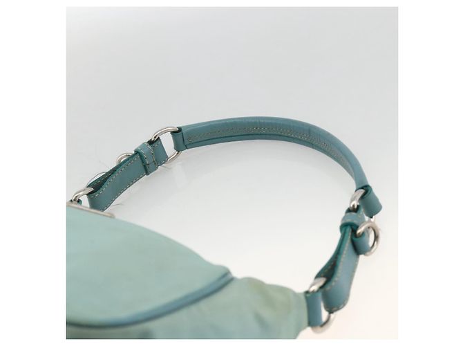 PRADA Borsa a Spalla Nylon Pelle Azzurro Chiaro Argento Auth BAZ537 Blu chiaro - vista 8