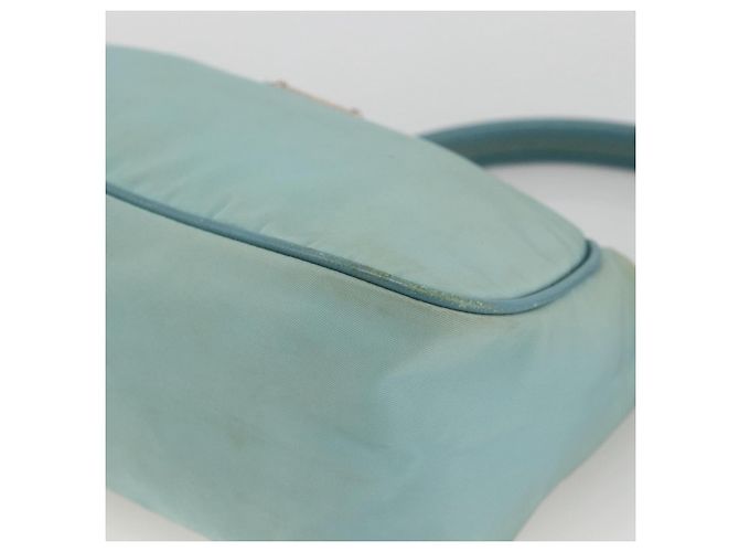 PRADA Borsa a Spalla Nylon Pelle Azzurro Chiaro Argento Auth BAZ537 Blu chiaro - vista 9