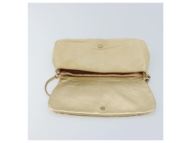 Borsa a Spalla Miu Miu in Paillettes Dorate Auth LNZ632 - vista 10