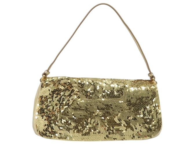 Borsa a Spalla Miu Miu in Paillettes Dorate Auth LNZ632 - vista 13