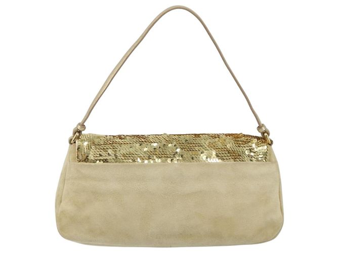 Borsa a Spalla Miu Miu in Paillettes Dorate Auth LNZ632 - vista 2