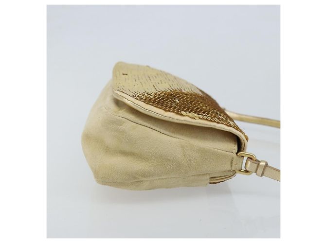 Borsa a Spalla Miu Miu in Paillettes Dorate Auth LNZ632 - vista 3