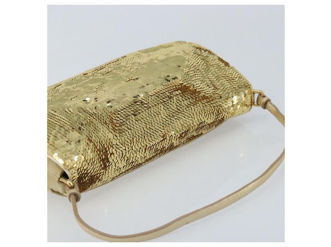 Borsa a Spalla Miu Miu in Paillettes Dorate Auth LNZ632 - vista 6