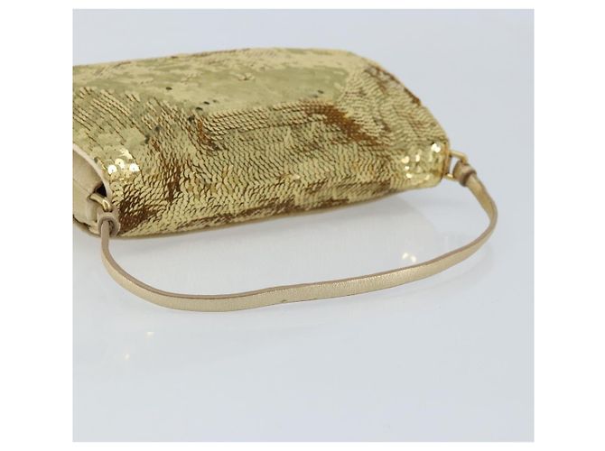 Borsa a Spalla Miu Miu in Paillettes Dorate Auth LNZ632 - vista 7