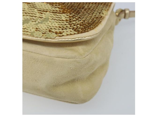 Borsa a Spalla Miu Miu in Paillettes Dorate Auth LNZ632 - vista 9