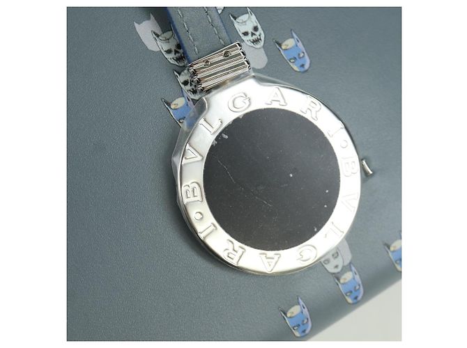 Bulgari BVLGARI x JoJo's Bizarre Adventure Alba Killer Queen Pelle 2way Auth 167094SM Argento Blu chiaro - vista 20