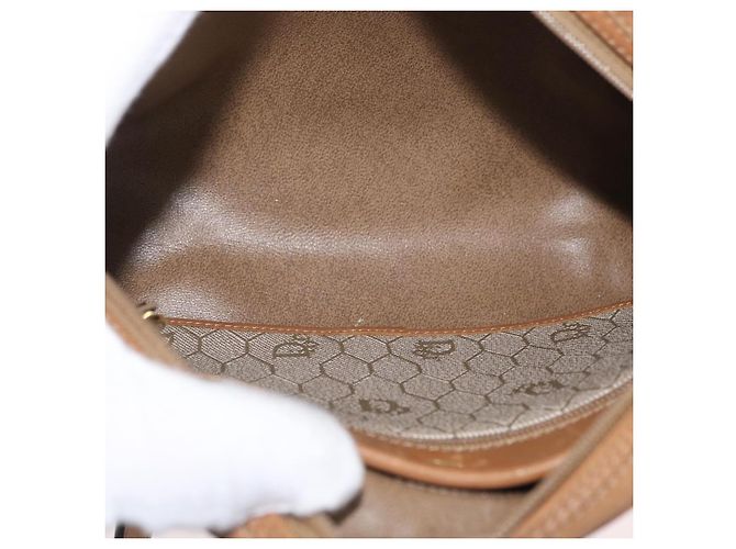 Christian Dior Bolso de hombro de lona de panal PVC beige dorado Auth ARZ525 - vista 12