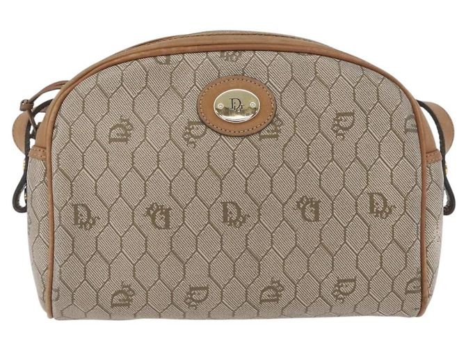 Christian Dior Bolso de hombro de lona de panal PVC beige dorado Auth ARZ525 - vista 13