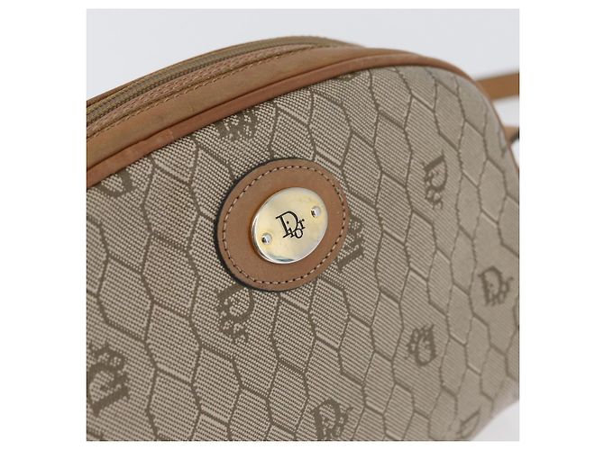 Christian Dior Bolso de hombro de lona de panal PVC beige dorado Auth ARZ525 - vista 17