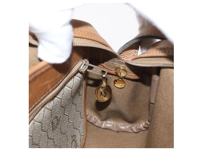Christian Dior Bolso de hombro de lona de panal PVC beige dorado Auth ARZ525 - vista 20