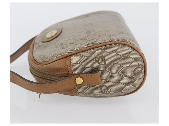 Christian Dior Bolso de hombro de lona de panal PVC beige dorado Auth ARZ525 - vista 4
