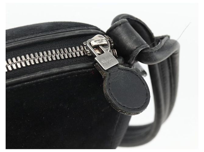 Borsa a Spalla Gancini in Camoscio Nero e Argento di Salvatore Ferragamo Auth gh1993 - vista 10