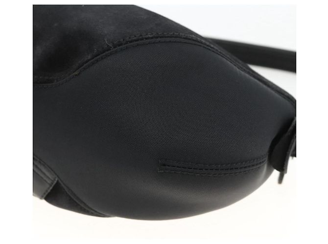 Borsa a Spalla Gancini in Camoscio Nero e Argento di Salvatore Ferragamo Auth gh1993 - vista 16