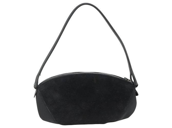 Borsa a Spalla Gancini in Camoscio Nero e Argento di Salvatore Ferragamo Auth gh1993 - vista 2