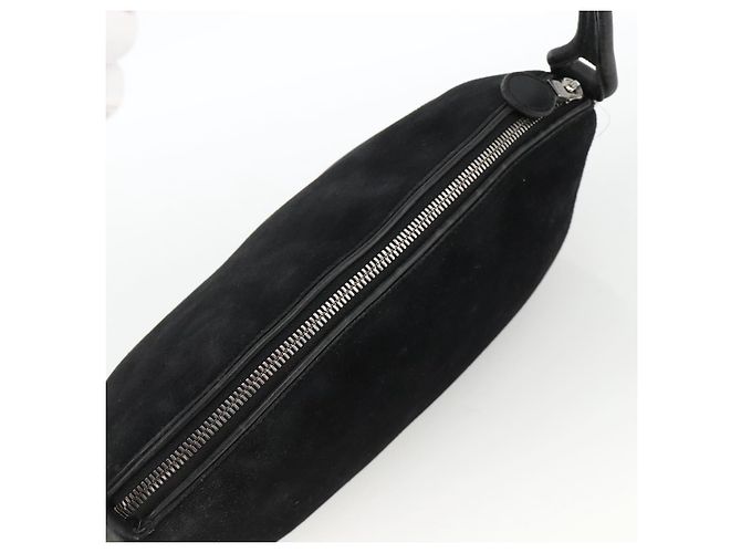 Borsa a Spalla Gancini in Camoscio Nero e Argento di Salvatore Ferragamo Auth gh1993 - vista 6
