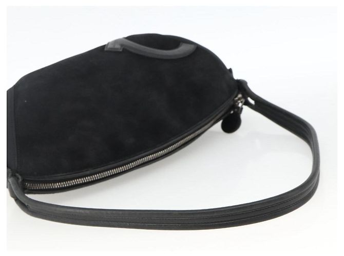 Borsa a Spalla Gancini in Camoscio Nero e Argento di Salvatore Ferragamo Auth gh1993 - vista 7