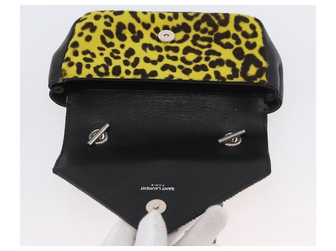 Borsa a catena Cassandra SAINT LAURENT in pelle Harako Gialla Argento Auth YKZ569A Giallo - vista 10