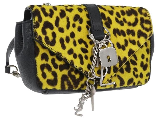 Borsa a catena Cassandra SAINT LAURENT in pelle Harako Gialla Argento Auth YKZ569A Giallo - vista 13