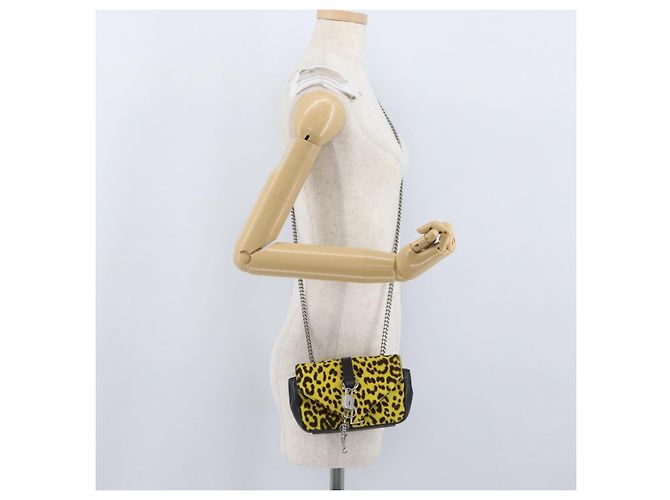 Borsa a catena Cassandra SAINT LAURENT in pelle Harako Gialla Argento Auth YKZ569A Giallo - vista 24