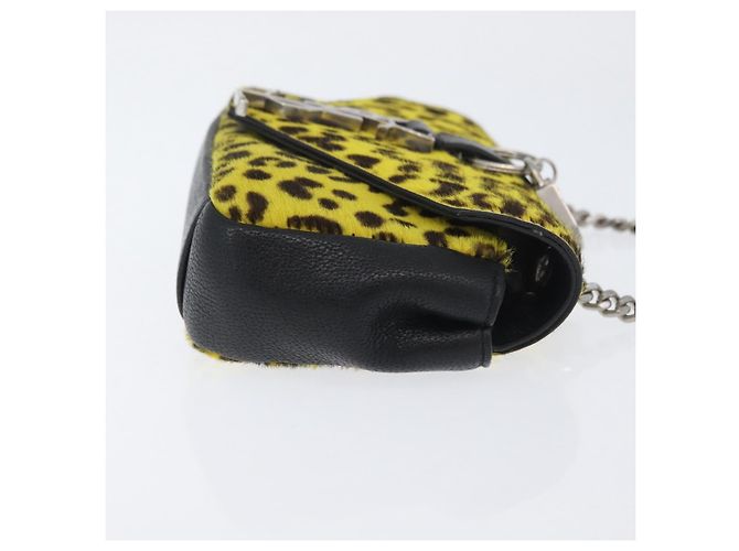 Borsa a catena Cassandra SAINT LAURENT in pelle Harako Gialla Argento Auth YKZ569A Giallo - vista 3