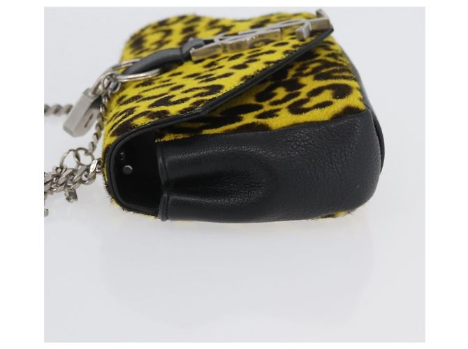 Borsa a catena Cassandra SAINT LAURENT in pelle Harako Gialla Argento Auth YKZ569A Giallo - vista 4