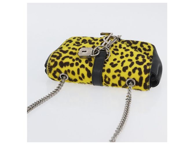 Borsa a catena Cassandra SAINT LAURENT in pelle Harako Gialla Argento Auth YKZ569A Giallo - vista 6