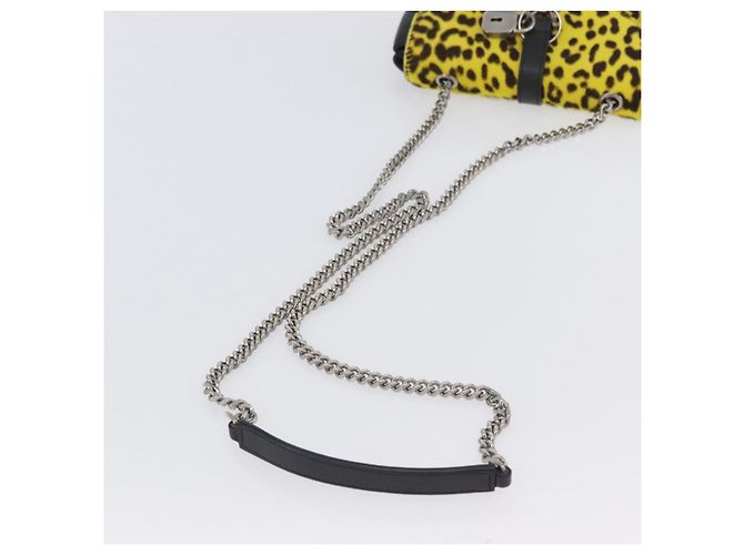 Borsa a catena Cassandra SAINT LAURENT in pelle Harako Gialla Argento Auth YKZ569A Giallo - vista 7
