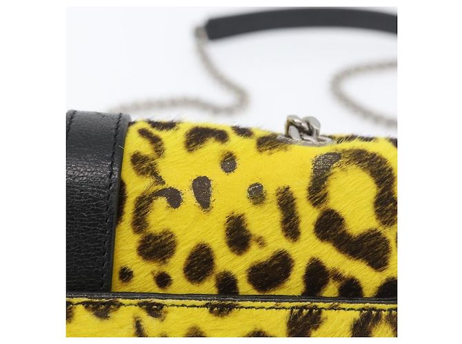 Borsa a catena Cassandra SAINT LAURENT in pelle Harako Gialla Argento Auth YKZ569A Giallo - vista 8