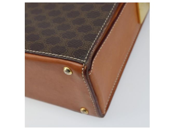 Céline Borsa a Spalla in Tela Macadam CELINE in Pelle PVC Marrone Oro Auth BSZ507 D'oro - vista 15